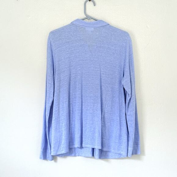 J. Jill Love Linen Top Large Light Blue Button Up Shirt Colorful Coastal - Picture 2 of 7